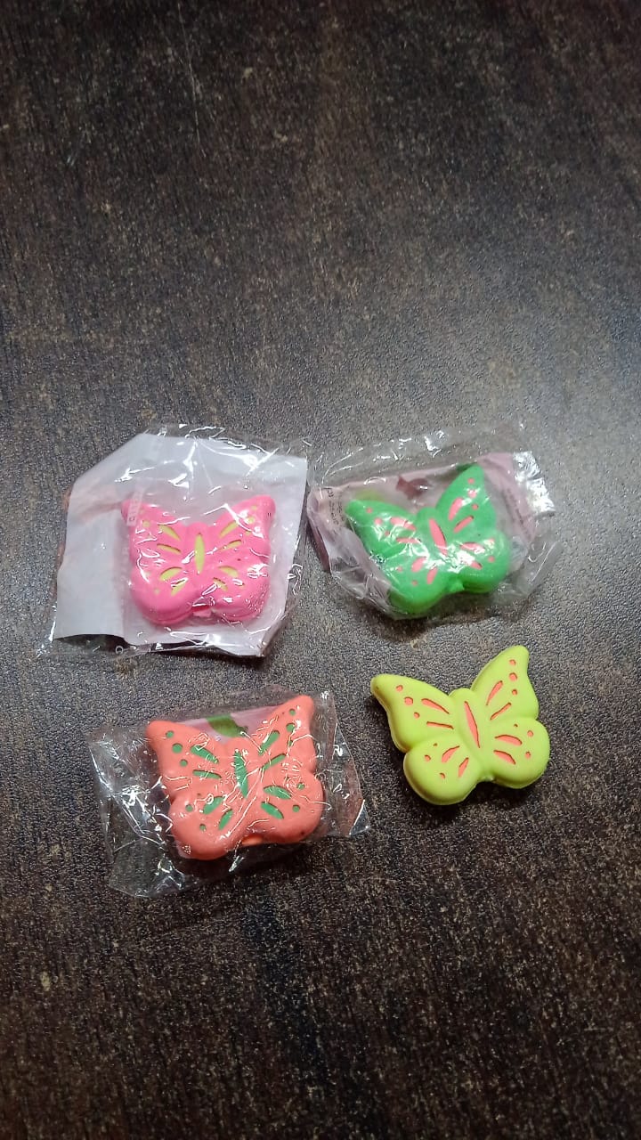 Butterfly Shape Eraser Rubber (1 Pc / Mix Colour & Design) Butterfly Shape Eraser Rubber (1 Pc / Mix Colour & Design)